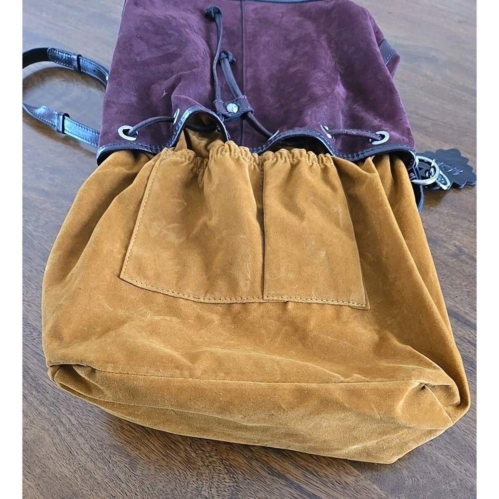 Patricia Nash Melrose Drawstring with Floret Key Fob Plum Nubuck Suede Crossbody - Picture 16 of 16